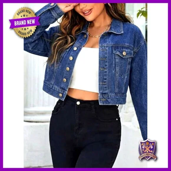 Cropped Denim Jacket Vintage Oversized Y2K Distressed Chic Layering Piece